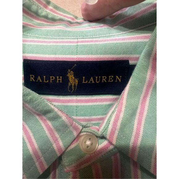 Ralph Lauren Men’s Button Down Shirt Green/Pink Sz XL - Picture 4 of 8